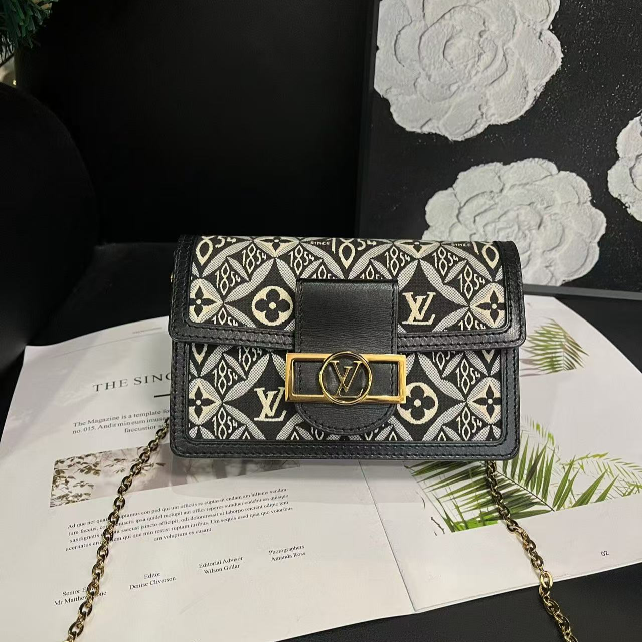95新 LouisVuitton/路易威登 黑色1854达芙妮单肩包20年G8762