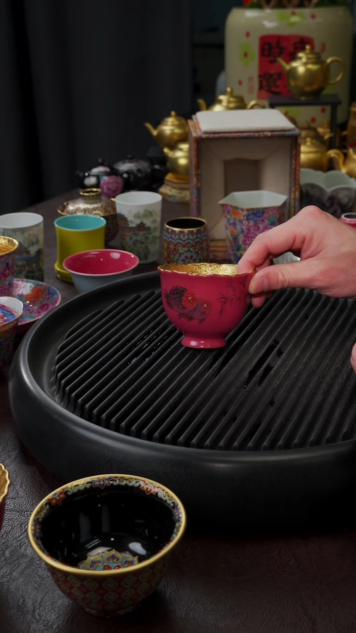 【闪购商品】杯【宜景窑冰莓粉鎏金】相望杯子