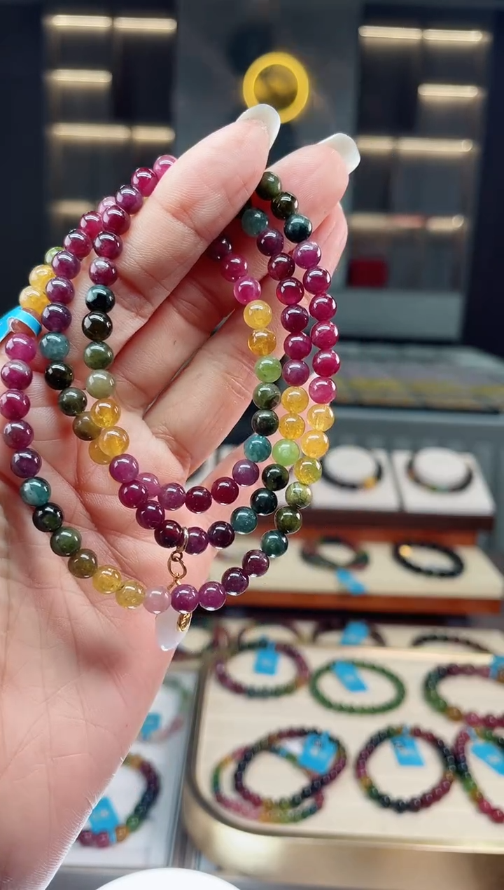 【闪购商品】碧玺三圈手串未镶嵌（多样性发一条）Q