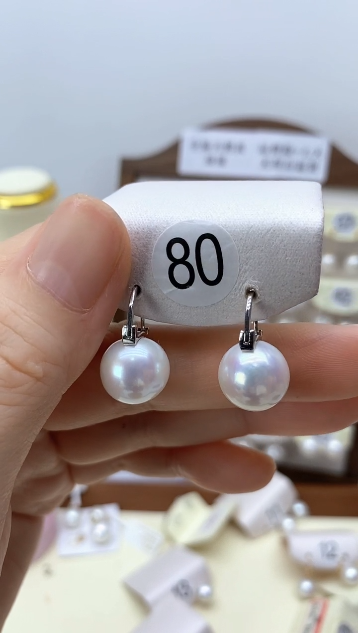 银S925镶嵌淡水珍珠耳饰耳钉