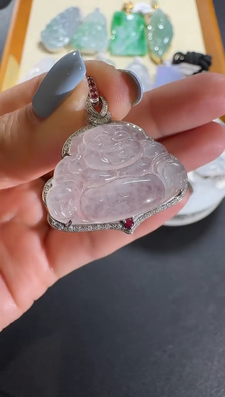 【闪购商品】翡翠吊坠(不含链)18K金镶嵌【源头工厂】宝石钻石镶嵌