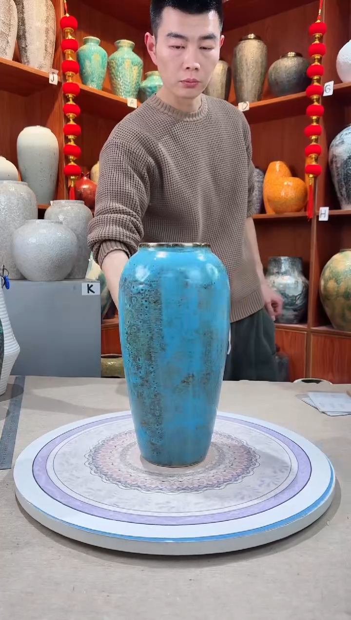 【闪购商品】瓶精品陶瓷花瓶 无花 复古蓝大号