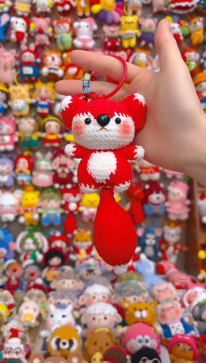 纯手工制作毛线钩织成品狐狸