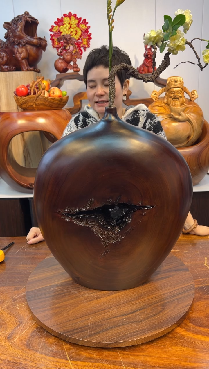 【闪购商品】香樟木实木创意花器