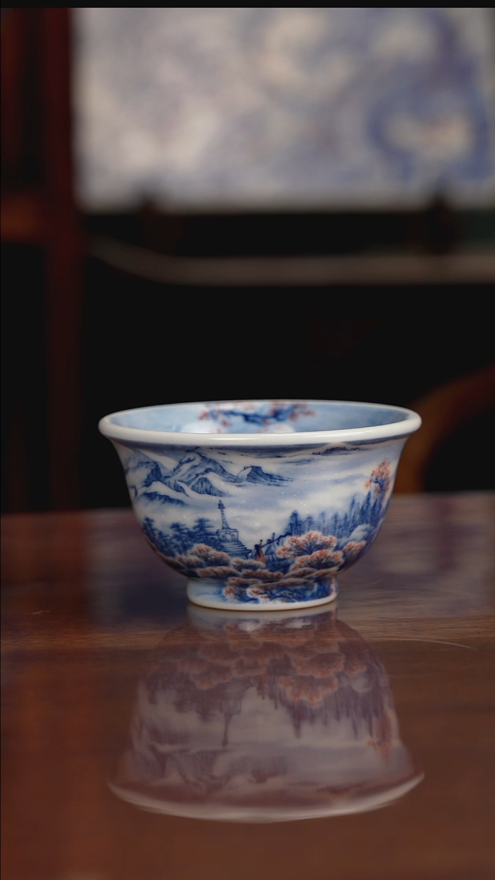 景琳藏青花北派山水