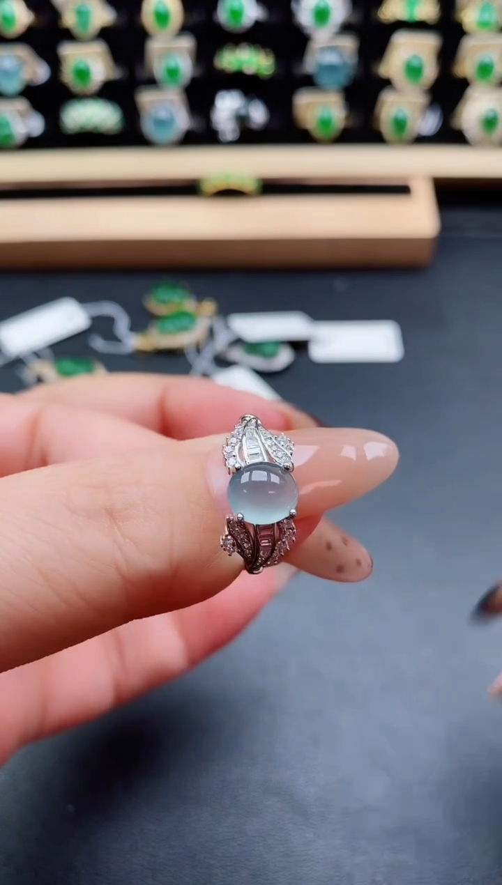 银S925镶嵌戒指翡翠1
