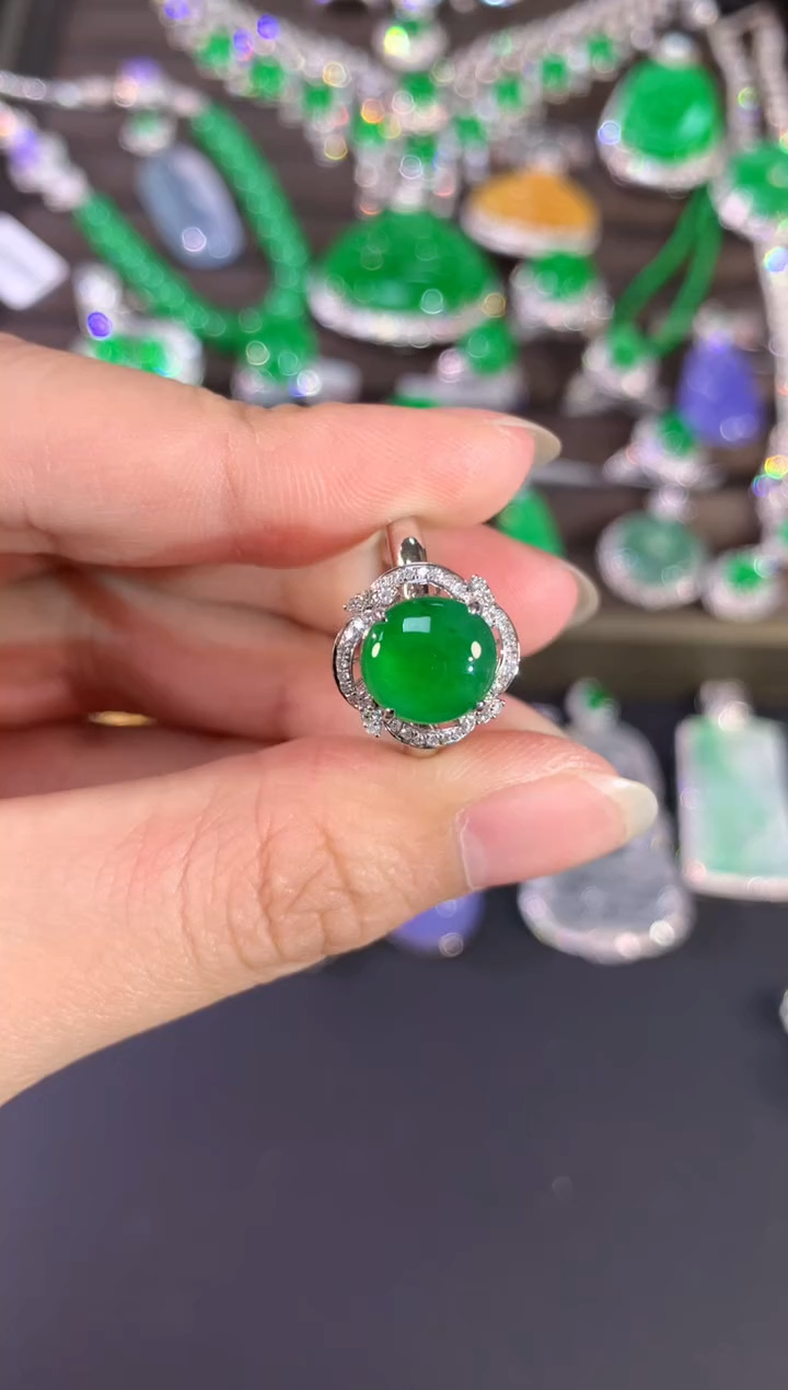 【闪购商品】翡翠戒指18K金镶嵌A62|4980