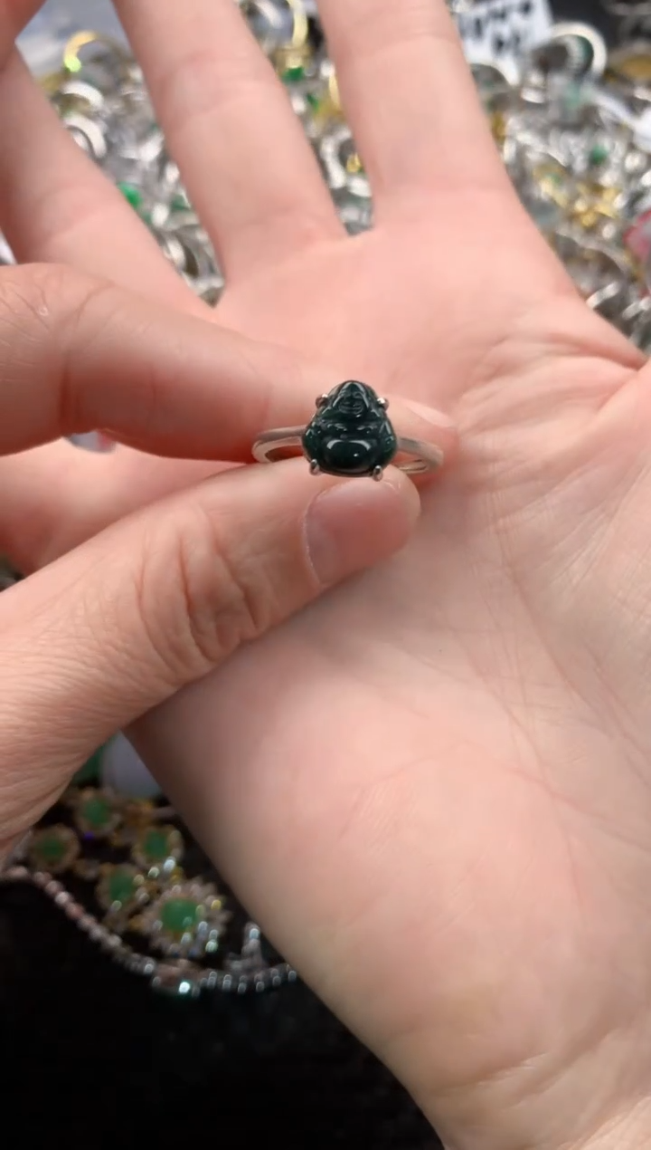 银S925镶嵌戒指翡翠111    3