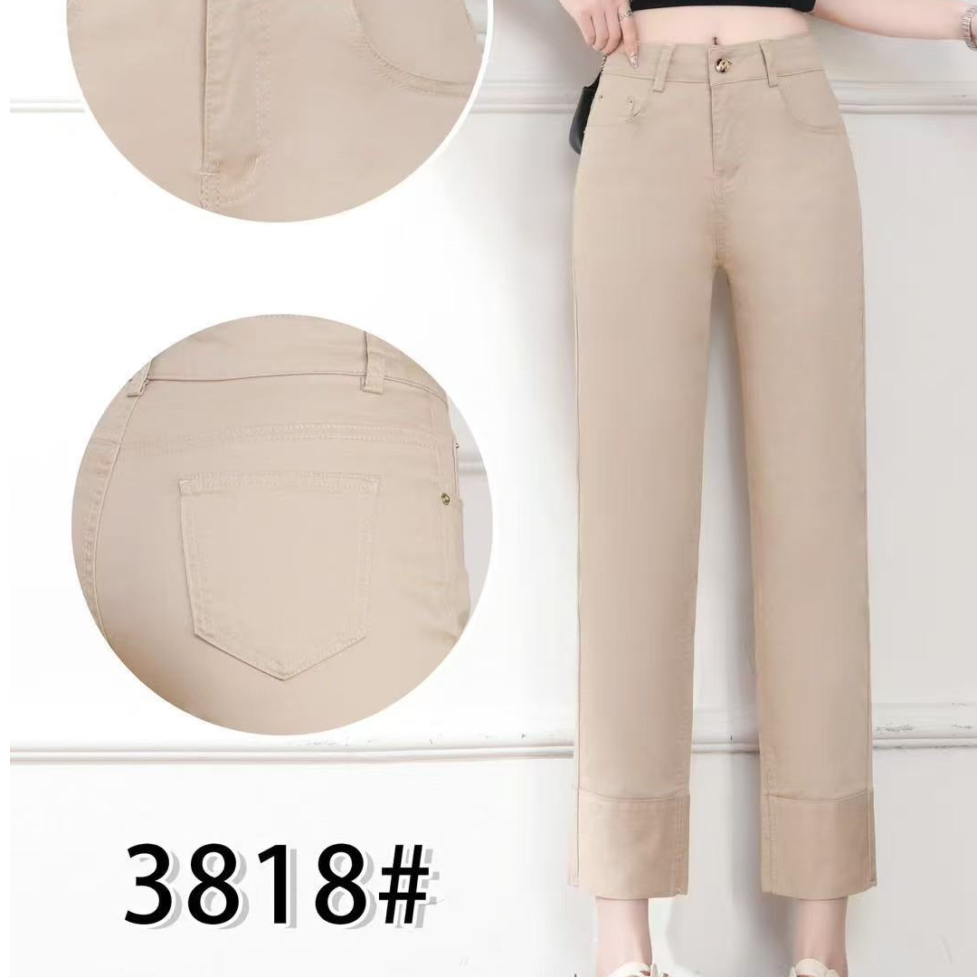 3818高腰女牛仔裤女士春季棉弹直筒裤宽松休闲裤直筒裤弹力