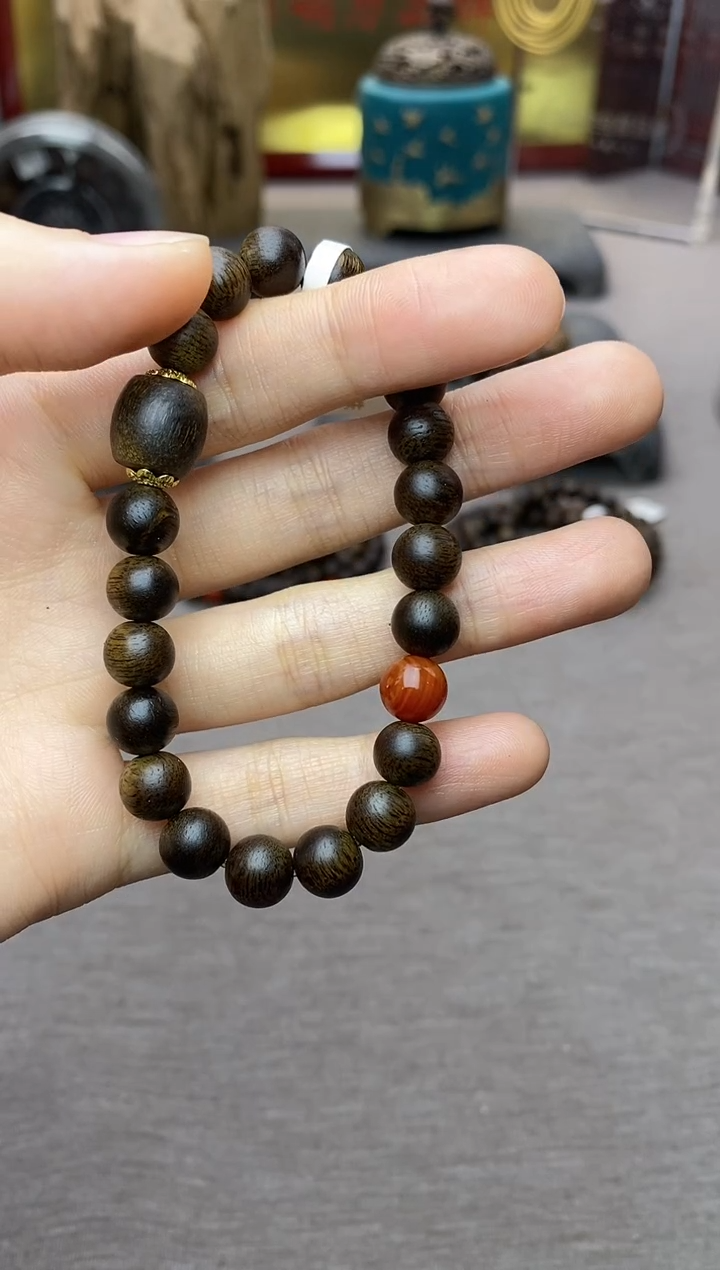 【闪购商品】沉香手串紫棋08+白棋单珠沉水老料