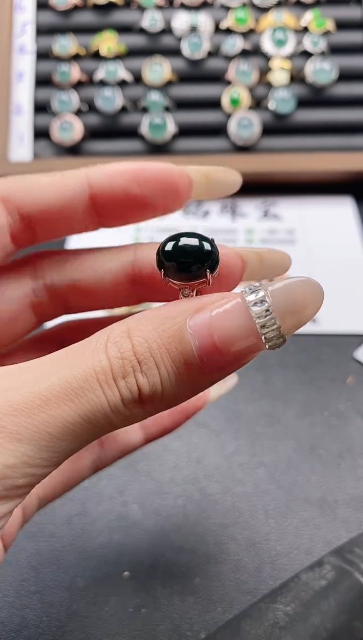 银S925镶嵌戒指翡翠15511