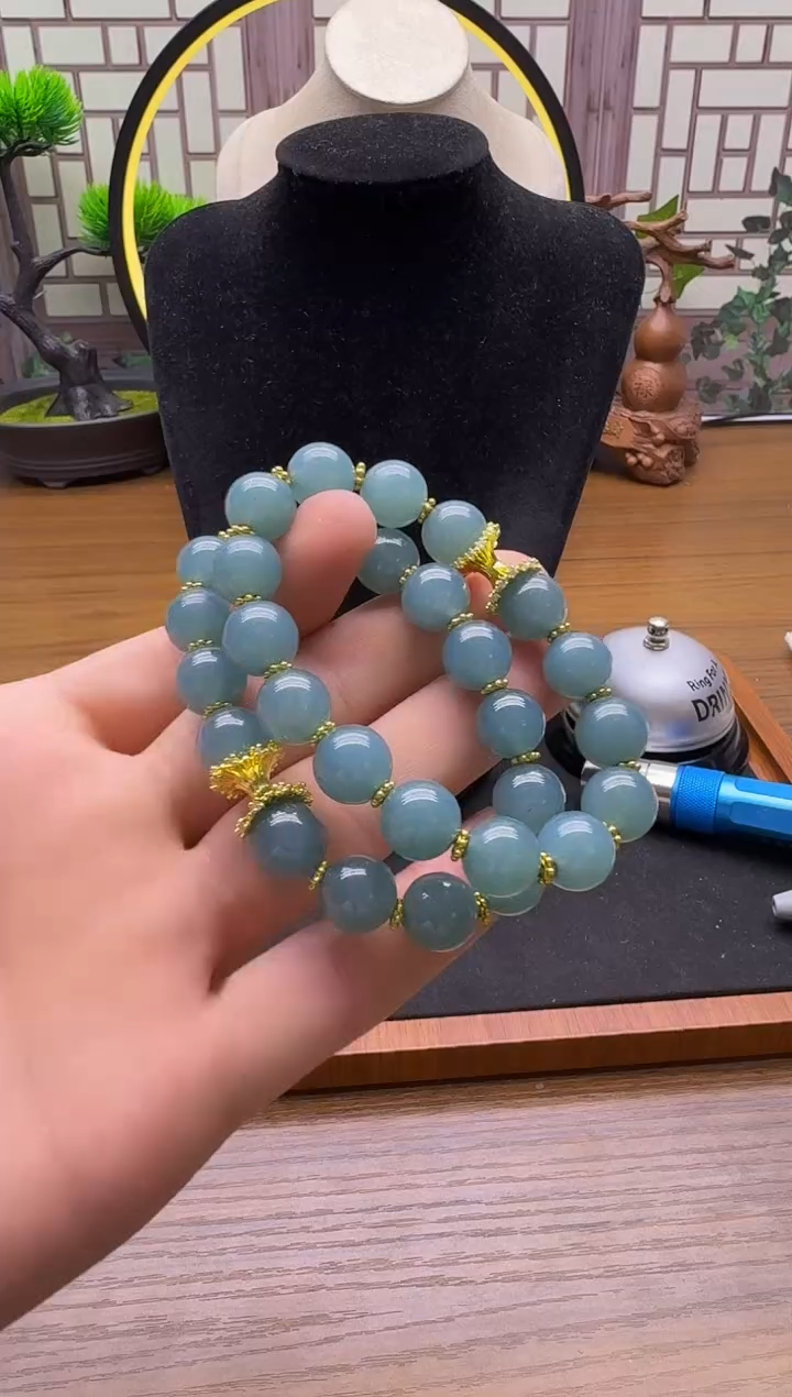 14K金镶嵌手链翡翠YC04      