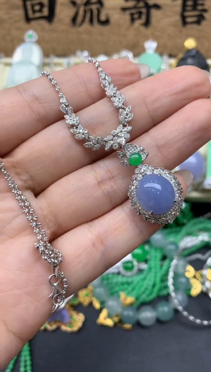 【闪购商品】翡翠颈饰18K金镶嵌546525-分单-总价63800