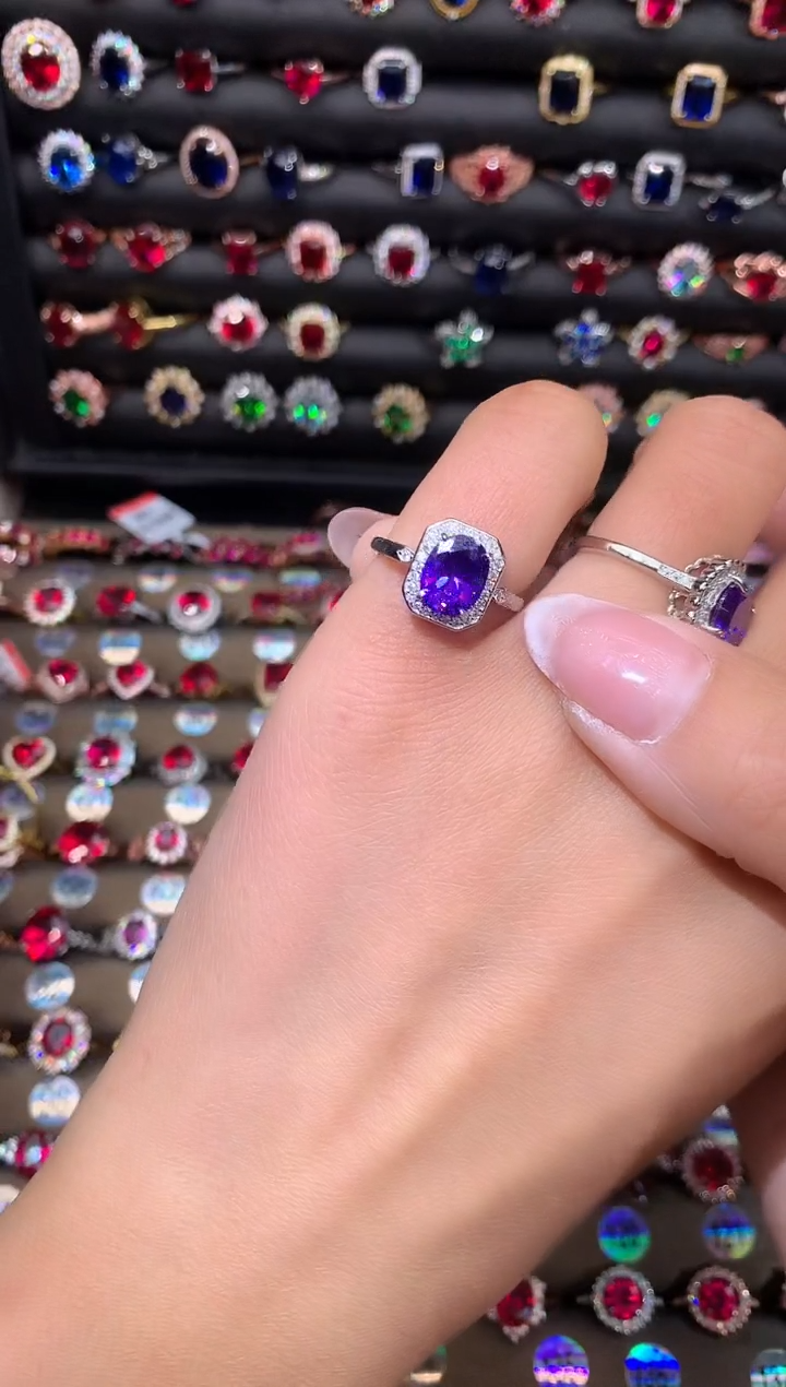 【闪购商品】水晶戒指银S925镶嵌1紫水晶