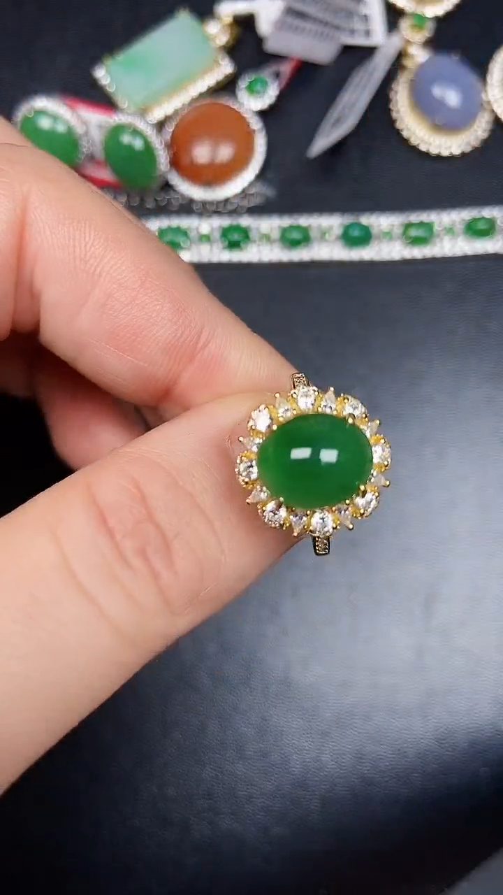 银S925镶嵌戒指翡翠1500