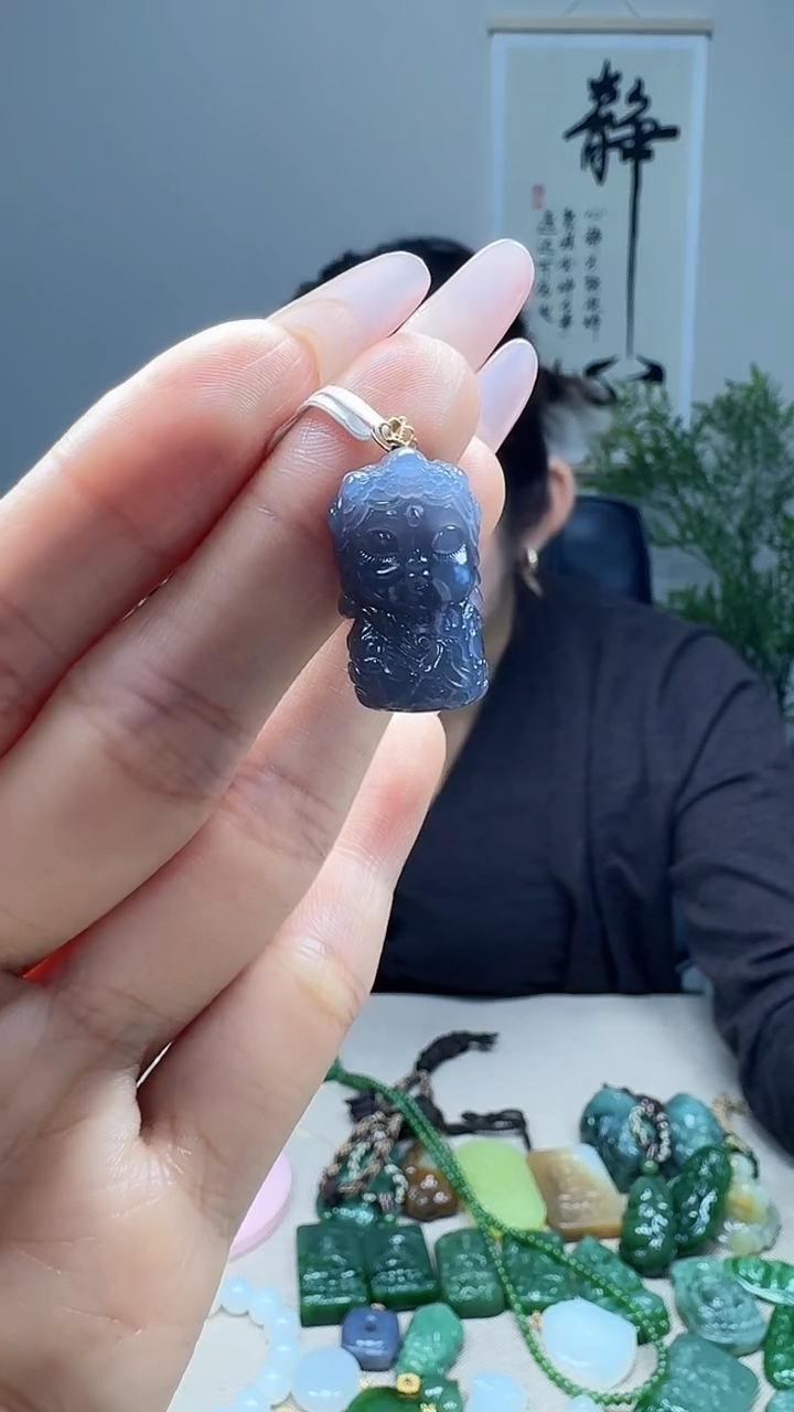 吊坠(不含链)18K金镶嵌和田玉1