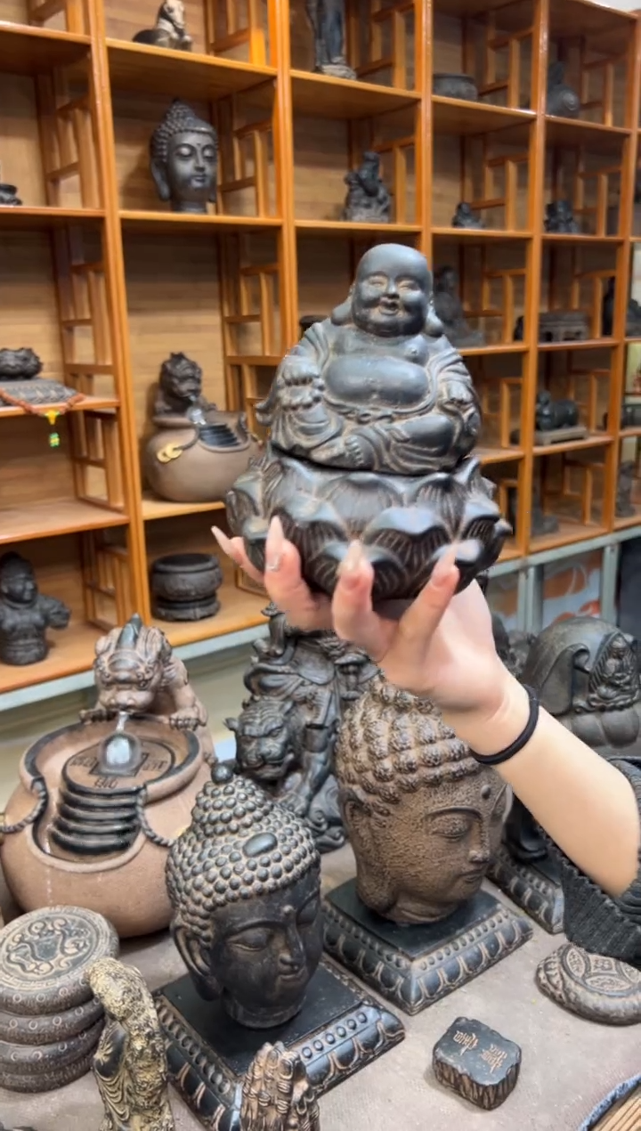 陶土【火山泥】未来佛+莲蓬实心底座