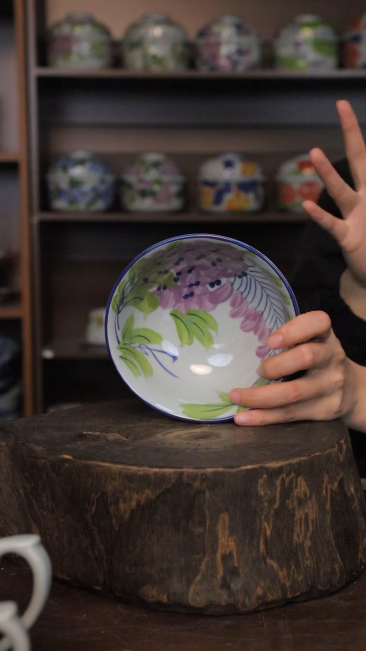 【闪购商品】椿野5寸鸡心碗（紫藤）C092