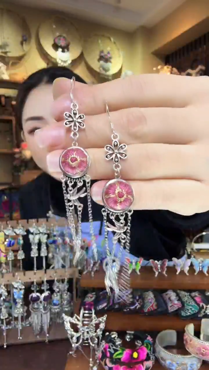 刺绣非遗刺绣民族风耳环