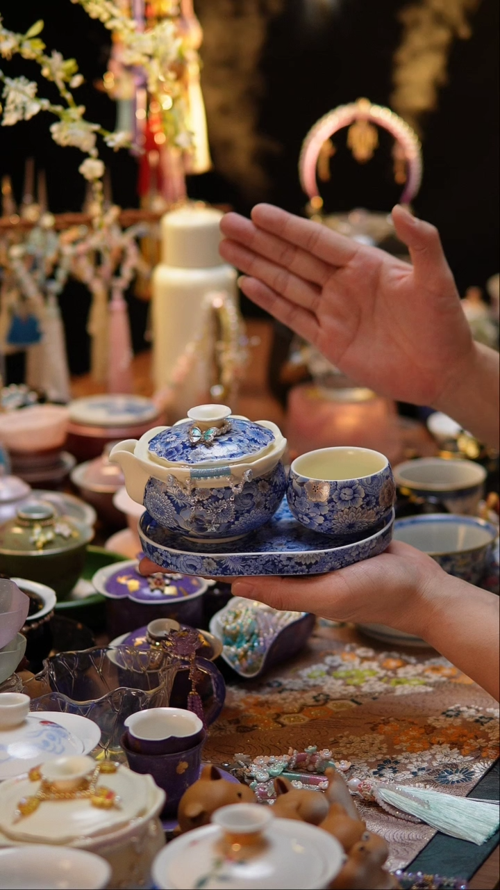 【闪购商品】万花手抓壶+壶承+杯+提溜