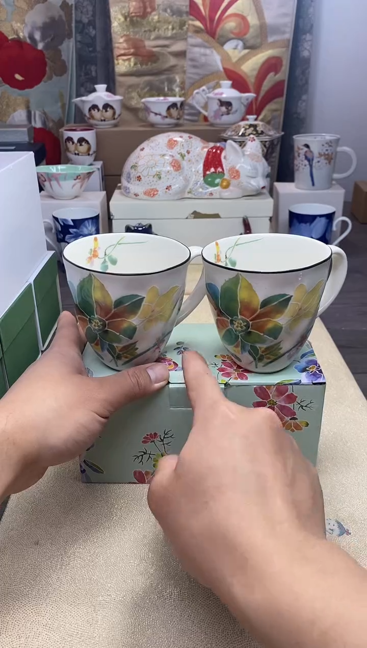 【闪购商品】茶具品全新 （和蓝马克杯绿叶一对）