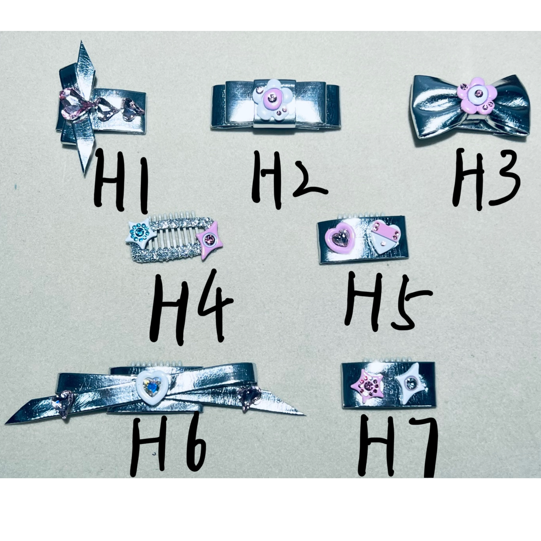 潮宠工坊-手工DIY宠物发夹-银色皮革