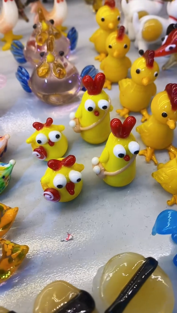 【闪购商品】琉璃手工艺品一对突眼鸡