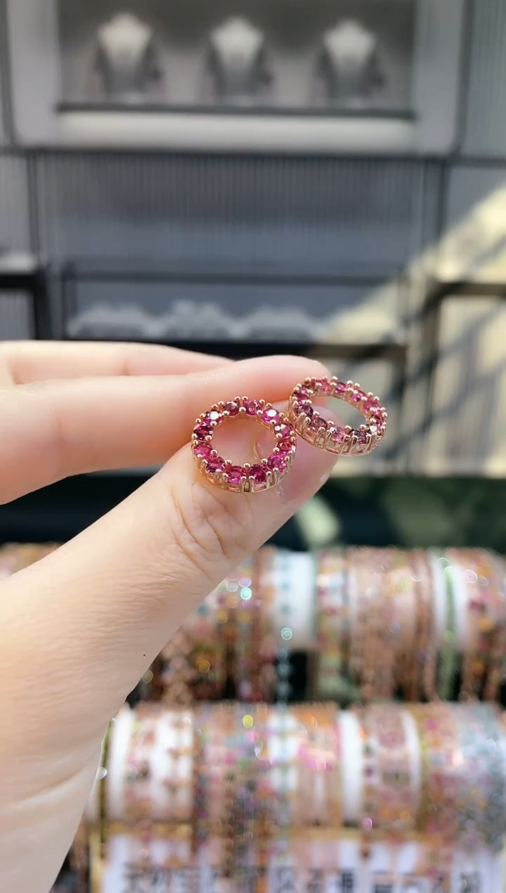 银S925镶嵌耳钉碧玺6666666666