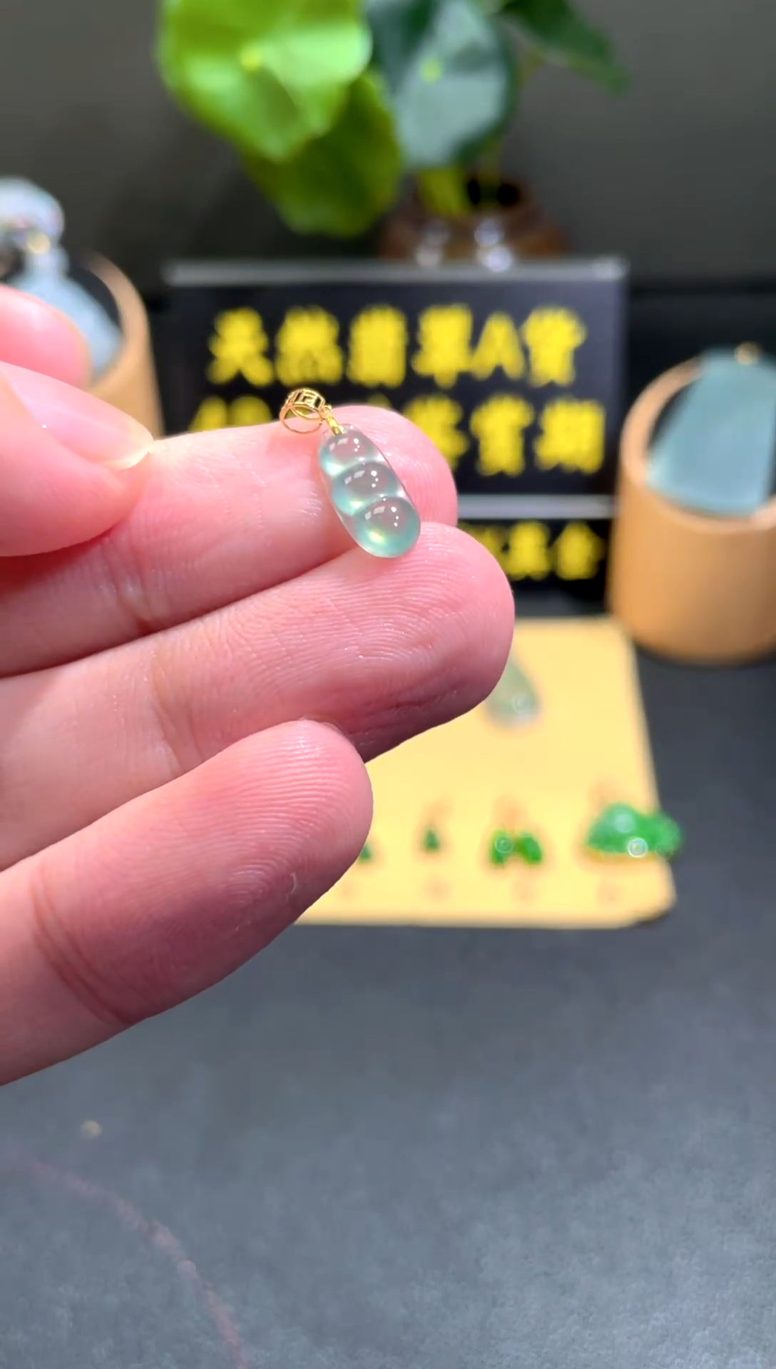 颈饰18K金镶嵌翡翠翡翠A货