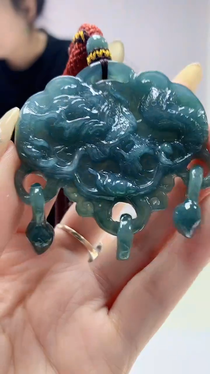 【闪购商品】定制翡翠未镶嵌4902DD-毛货挂件龙凤53