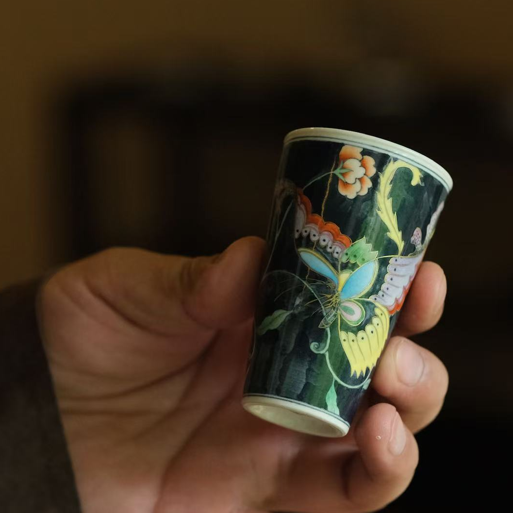 233号 等于堂青花柴烧闻香杯 一物一拍