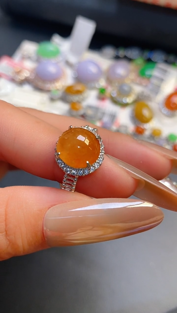 银S925镶嵌戒指翡翠天然