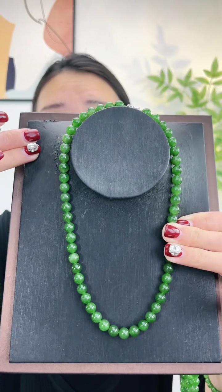 【闪购商品】和田玉（碧玉）项链未镶嵌碧玉妈妈链 8±mm 有黑点