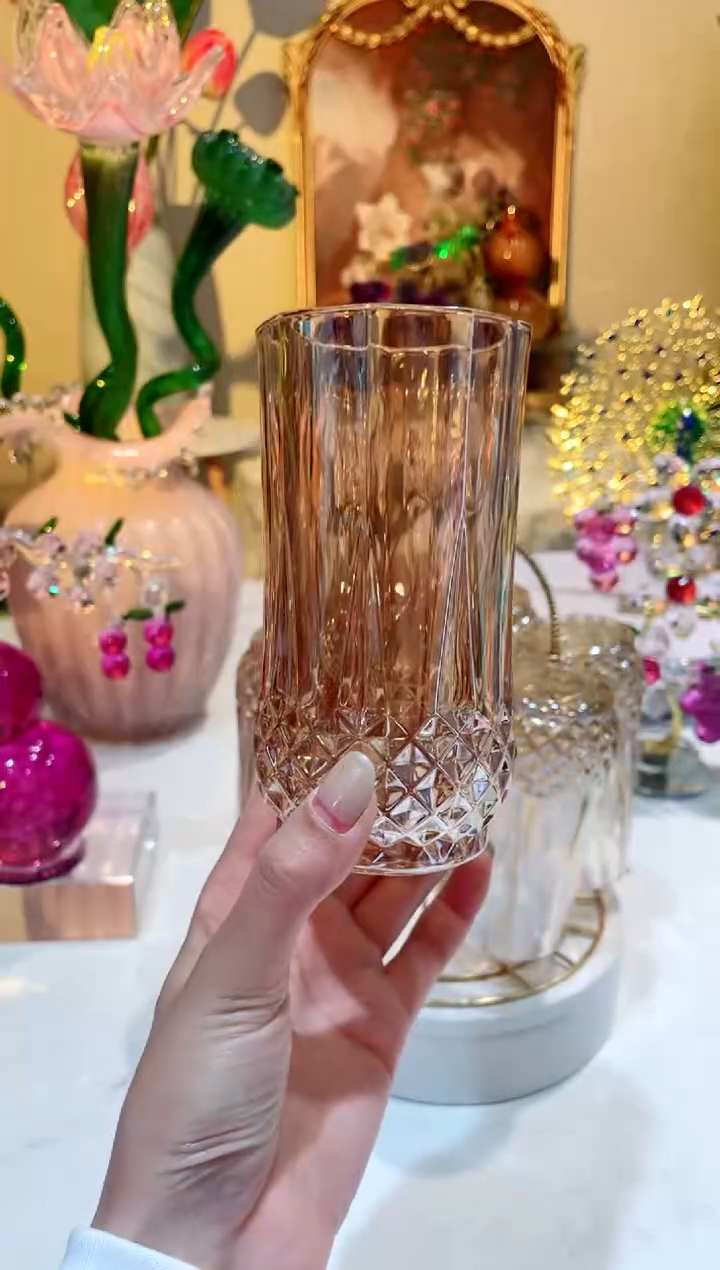 琉璃手工艺品水晶碎钻凉水杯6只（不带杯架）