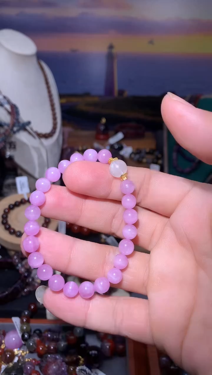 未镶嵌锂辉石手串紫锂辉圆珠手串