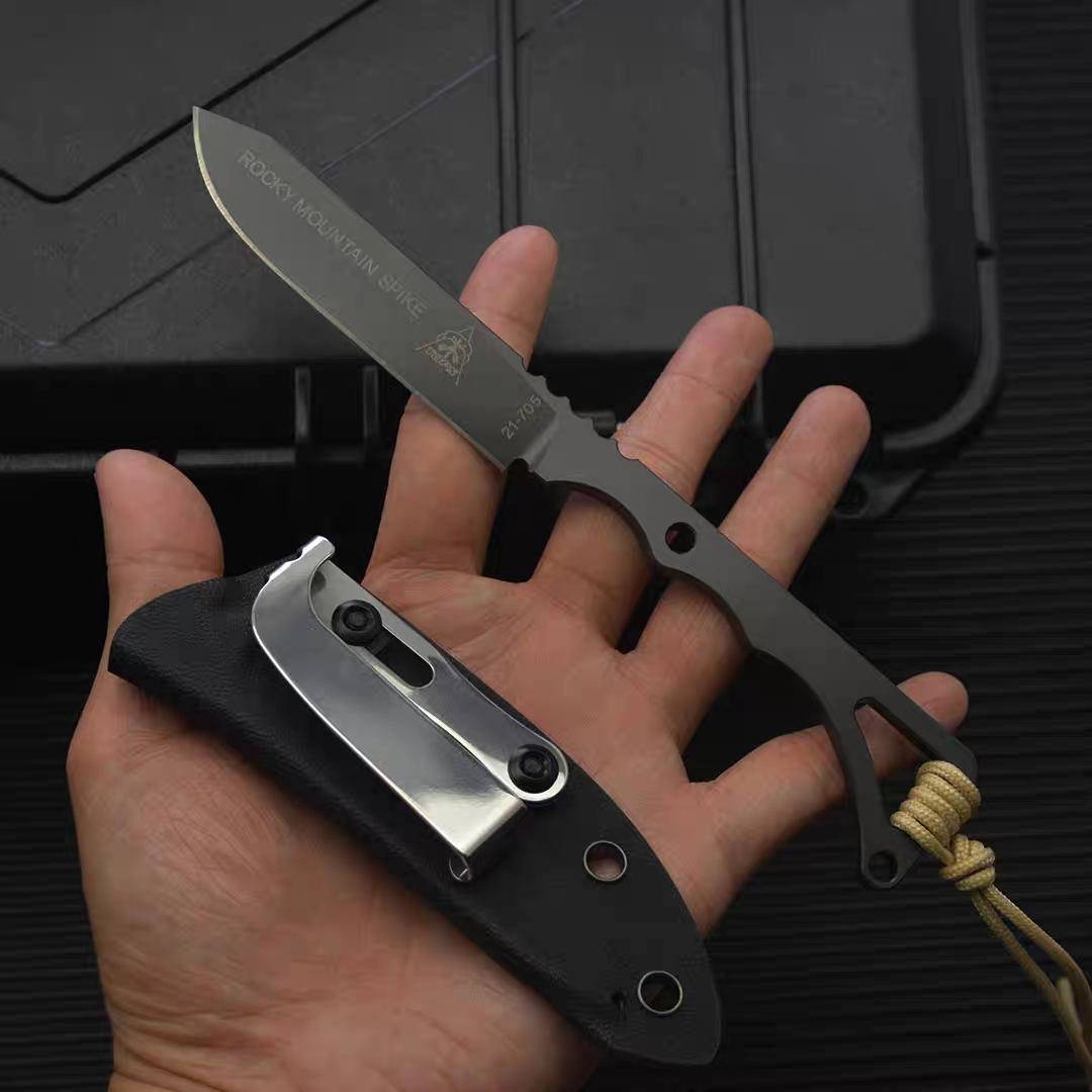 新款洛基山尖峰小直刀14C28N钢高硬度露营刀具多功能瓜果一体刀