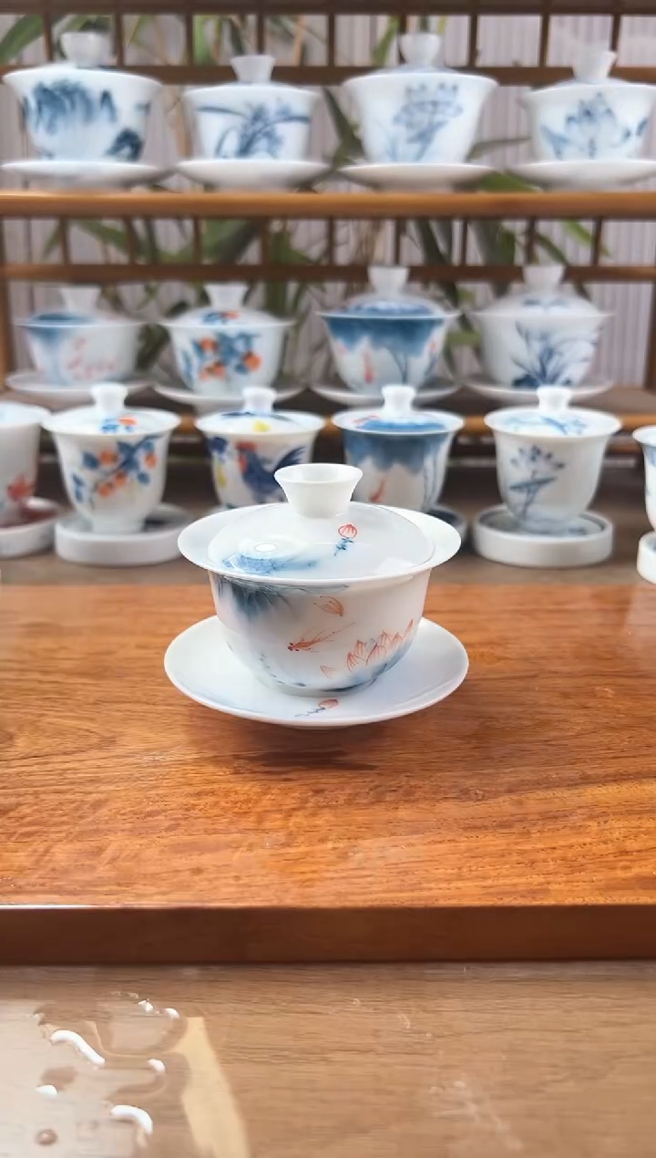 微瑕蓝莲130ml三才盖碗