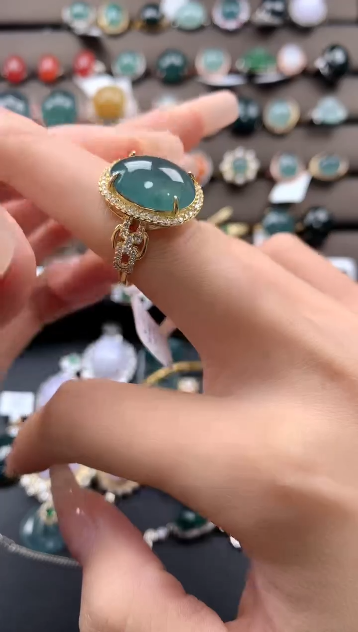 【闪购商品】翡翠戒指银S925镶嵌645355