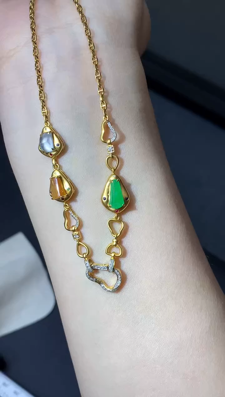 颈饰18K金镶嵌翡翠619-中国好珍宝