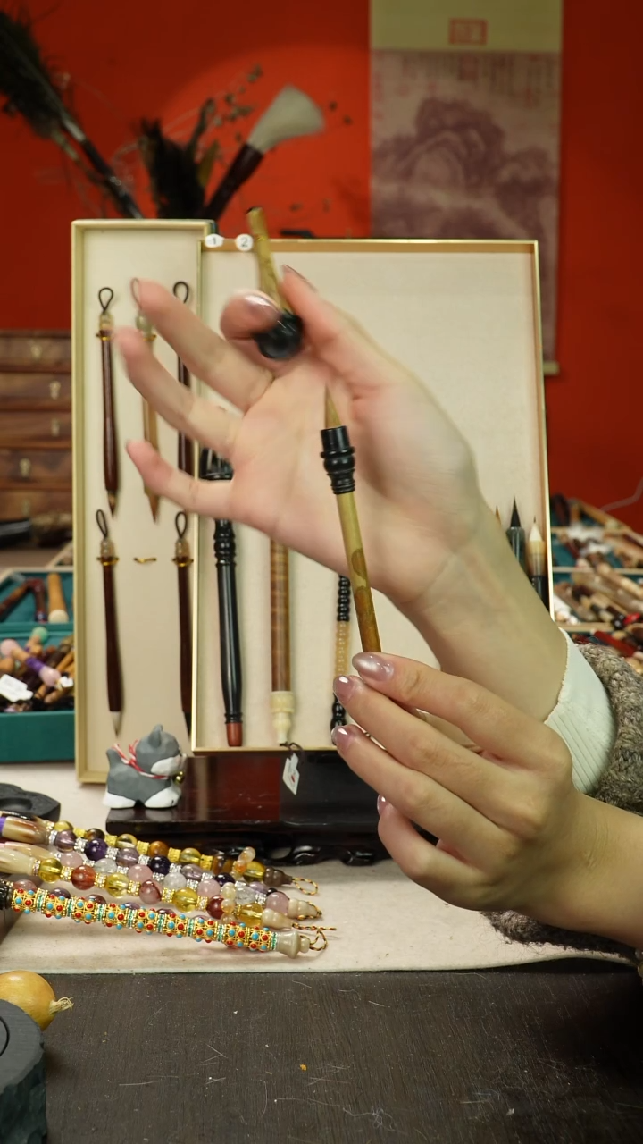 48号孤品高货毛笔链接 清水试笔 蘸墨不退