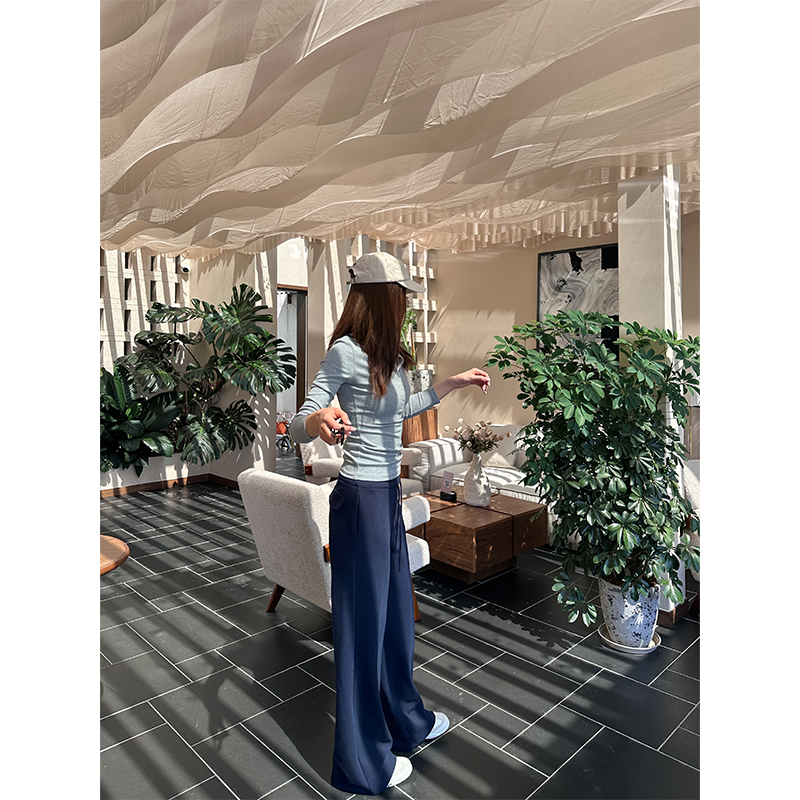 48H【巨好穿】加长定染百搭宽松直筒抽绳休闲裤卫裤女 25044