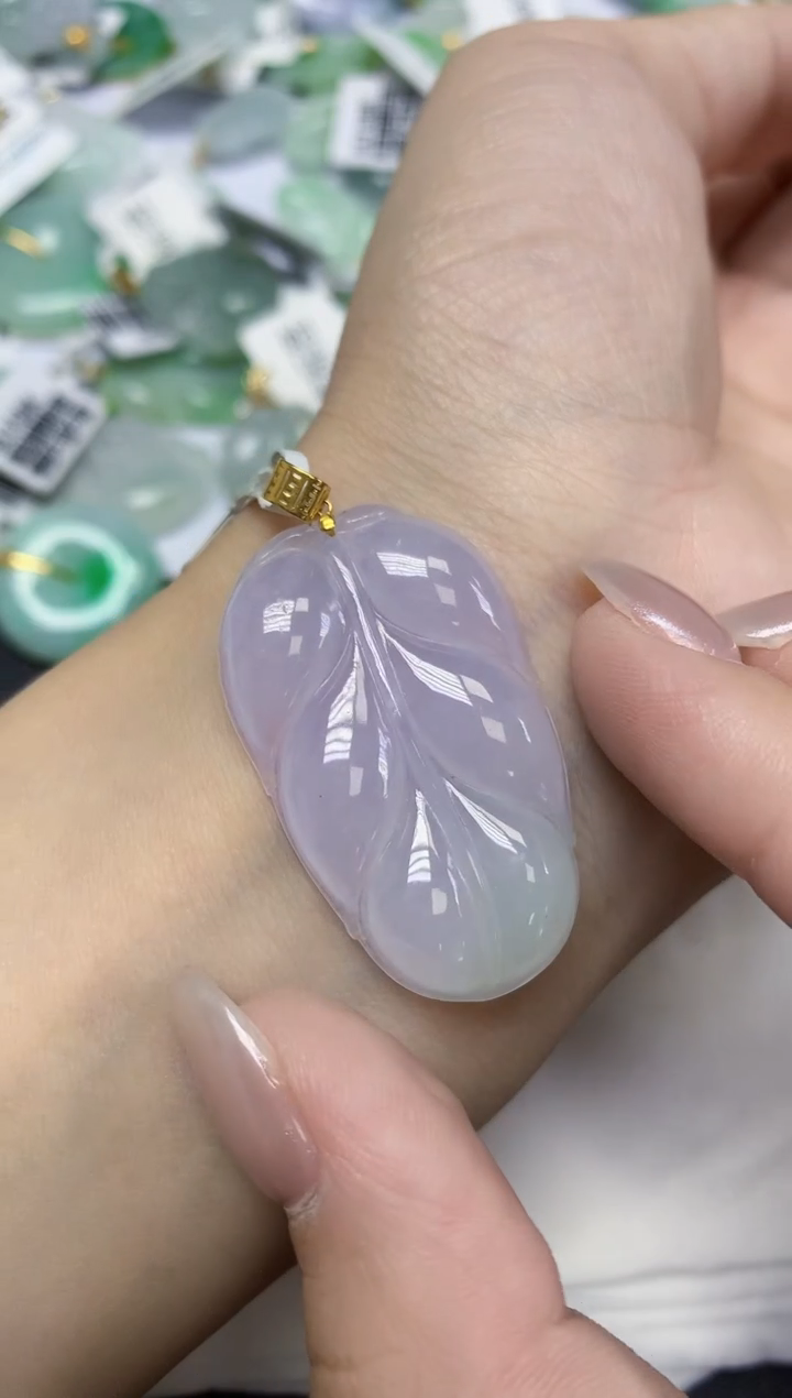 翡翠18K金镶嵌颈饰天然缅甸翡翠A货百元以上9元证书费自理