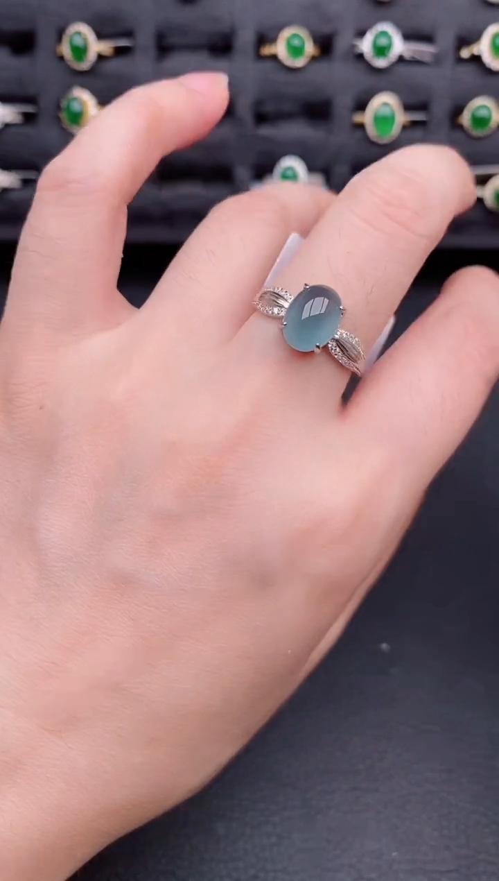 银S925镶嵌戒指翡翠天然a货翡翠134