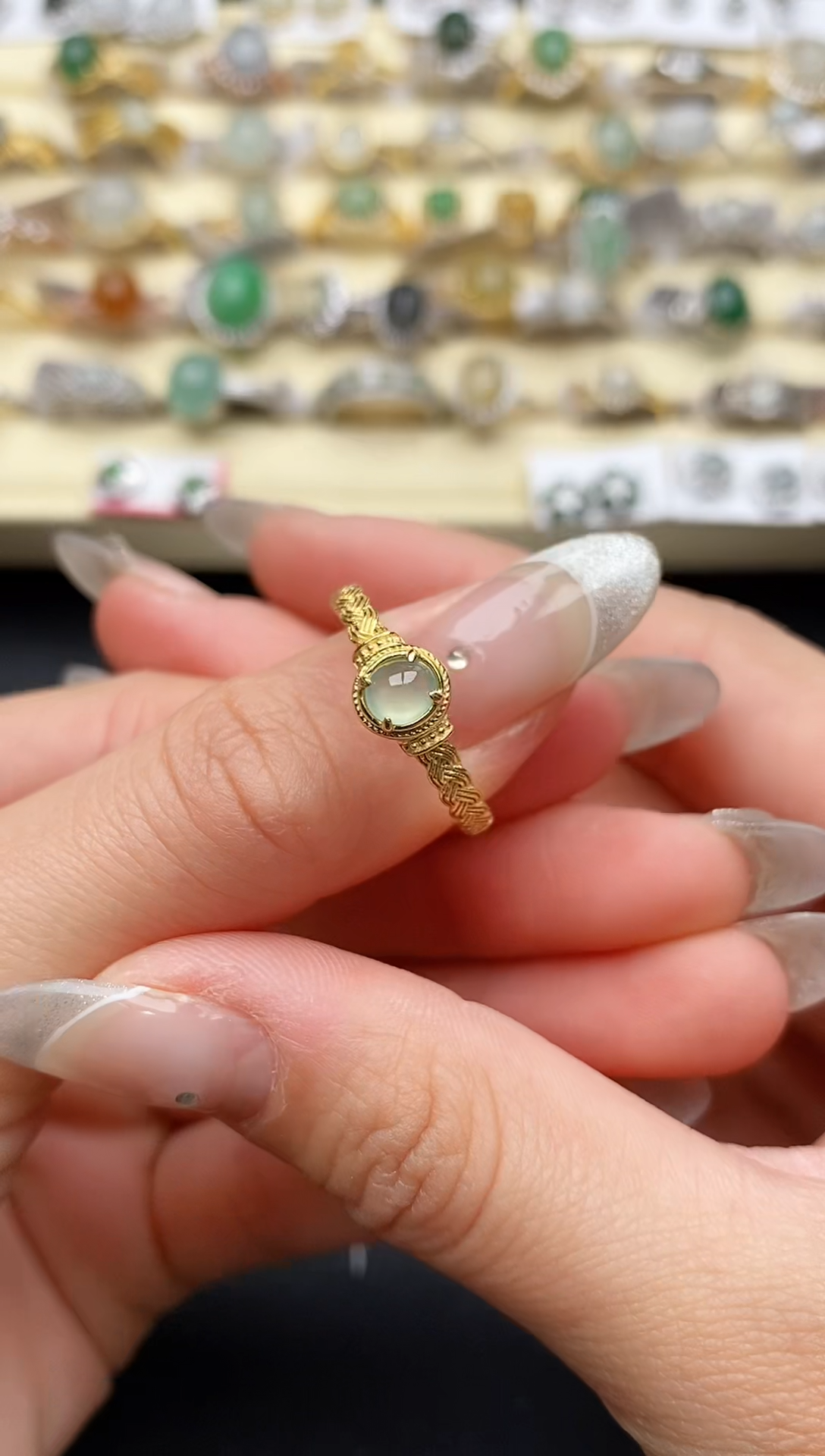【闪购商品】翡翠戒指银S925镶嵌44444444+1