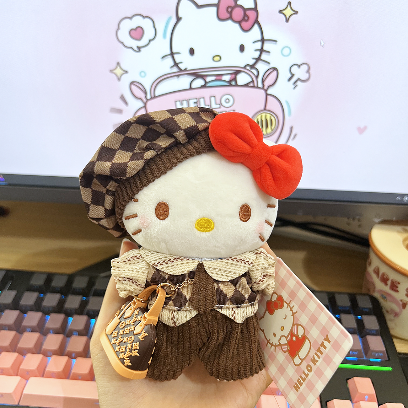 正版HelloKitty老钱风KT包包挂件diy玩偶钥匙扣生日礼物Ins风