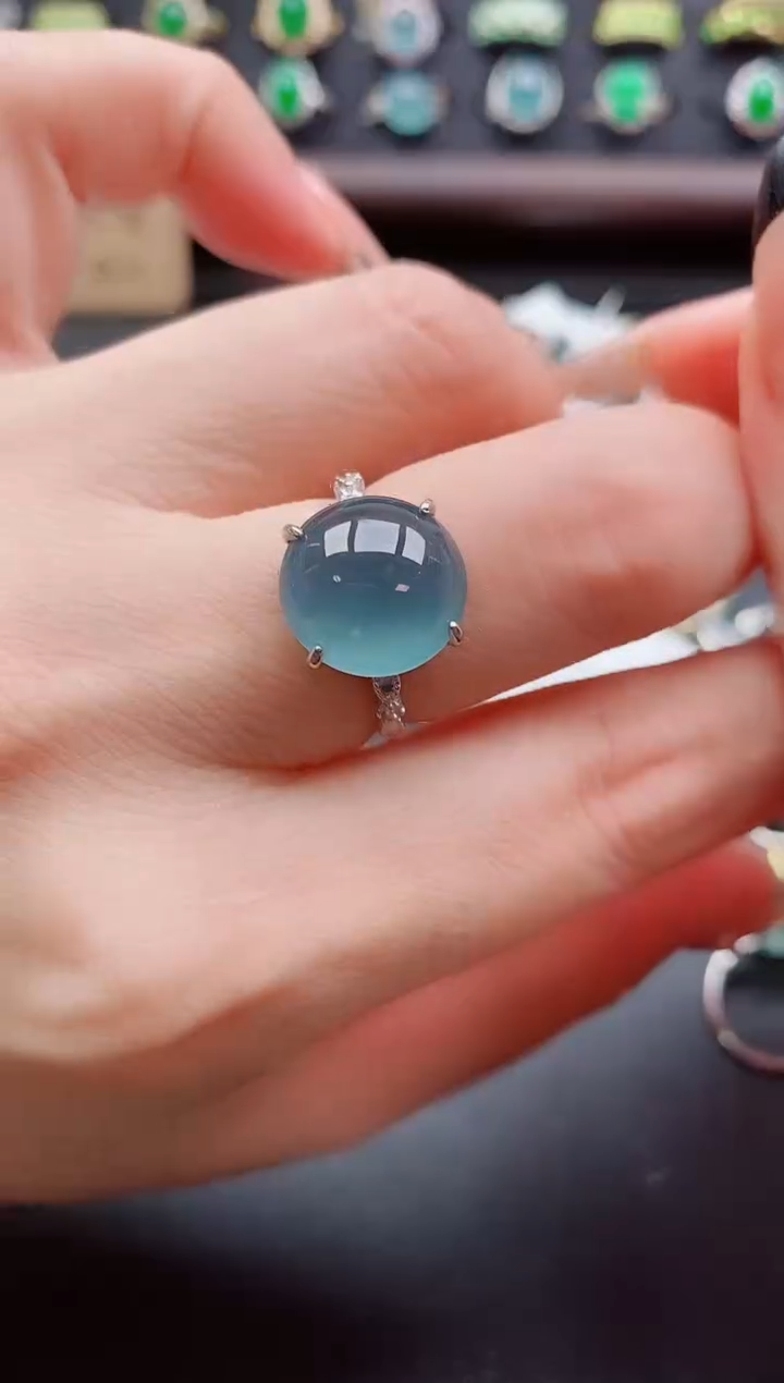 银S925镶嵌戒指翡翠1