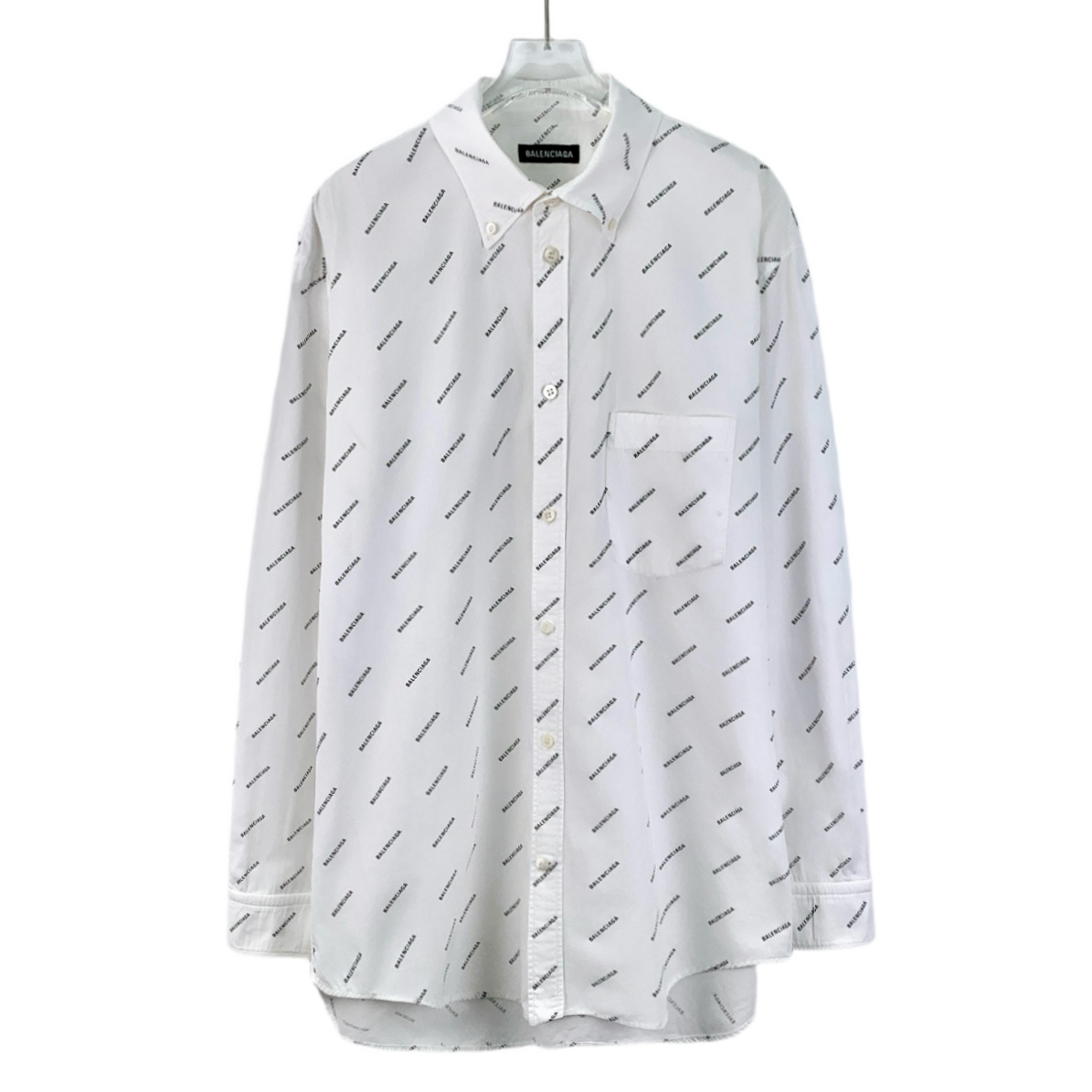 99新 Balenciaga/巴黎世家 EM0146 白色logo字母弹幕满印衬衫37码