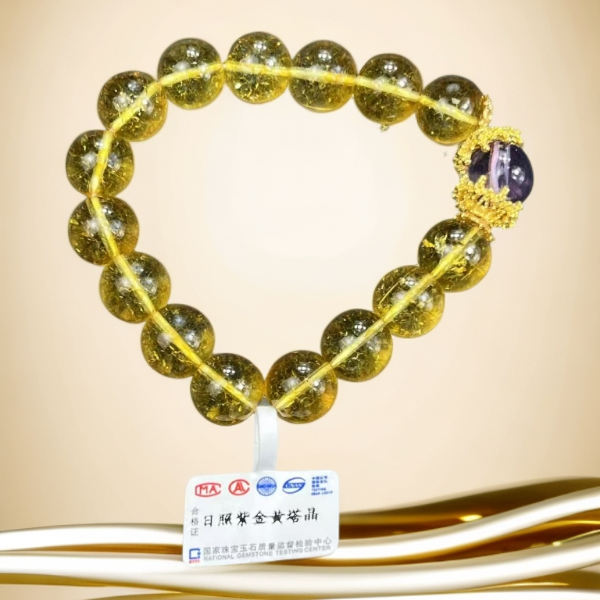 X020-日照紫金黄塔晶水晶手串(无礼盒）