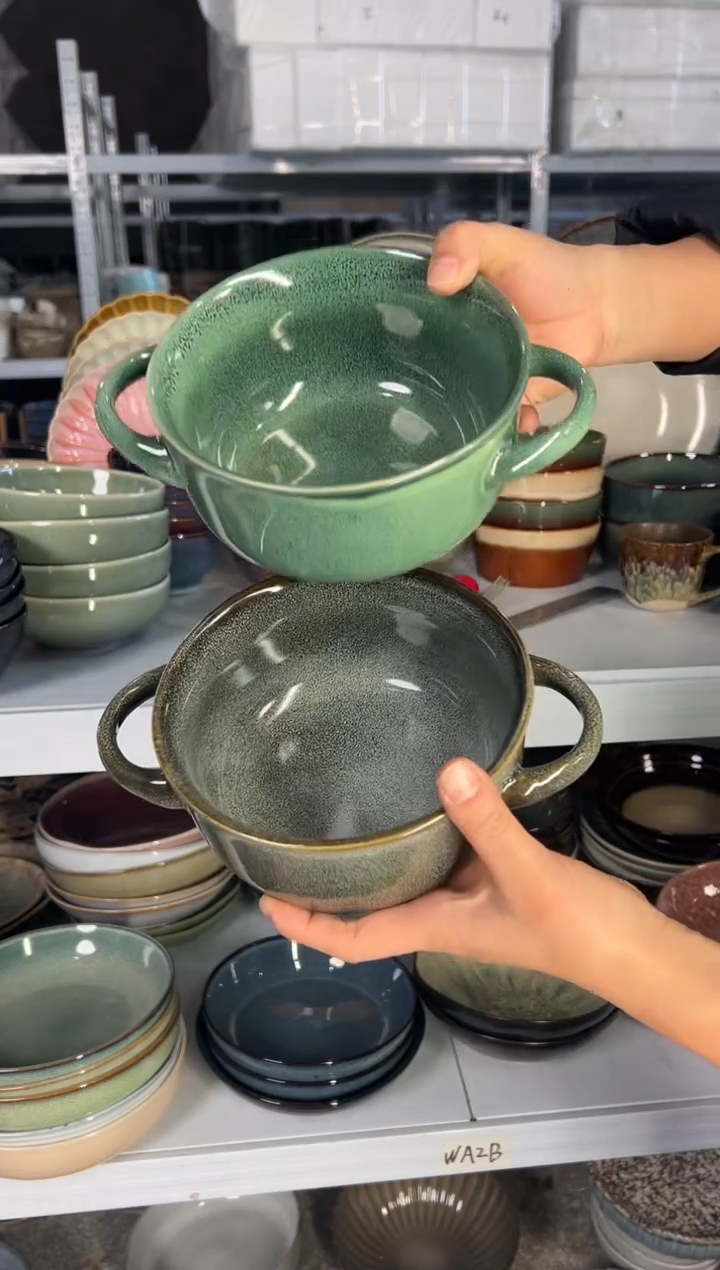 陶瓷外贸尾货瑕疵满20包邮X2 双耳