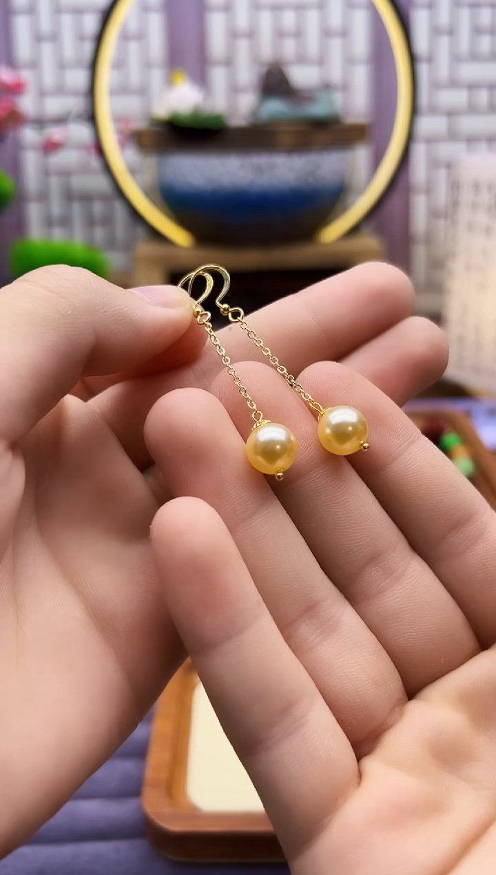 14K金镶嵌淡水珍珠耳饰E324